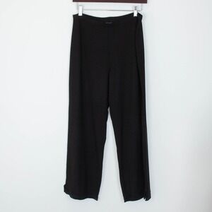 J Jill Womens Stretch Black Wide‎ Leg Cropped Pull On Pants Size Size S Mesh Hem
